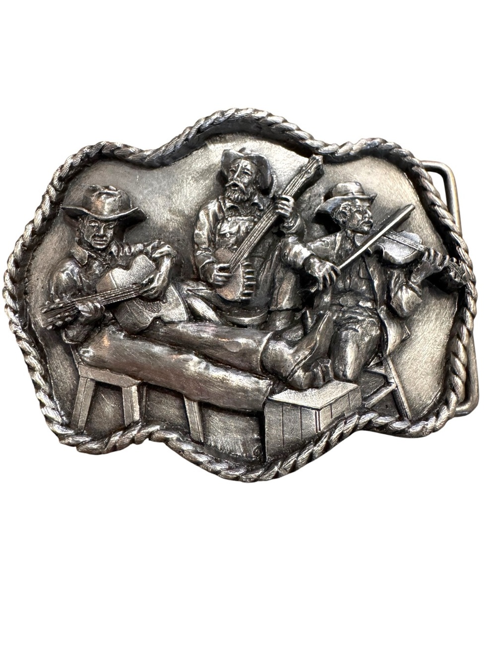 Siskiyou Bluegrass Band Pewter Belt Buckle Vintage 1983 Country Western Music